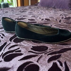 Donald J. Pliner Black Suede Flats with Rhinestone Trim